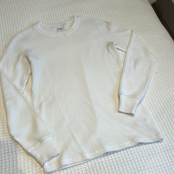 XXS ARITZIA TNA WHITE WAFFLE LONG SLEEVE TOP - Picture 2 of 6